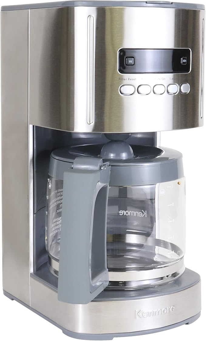 Kenmore Drip Coffee Maker - 12 Cup Programmable Cafe Machine With Glass Pot, Regular & Bold Brew, Auto Shut Off Large Water Reservoir, Reusable Filter, Kitchen Appliances For Cafeteria Barista, Red
