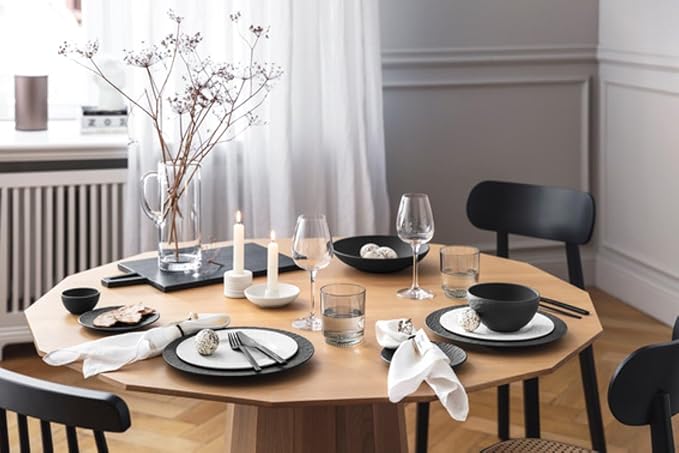 Villeroy & Boch Manufacture Rock Dinner Plate, Black, Set of 4, 10.5 In