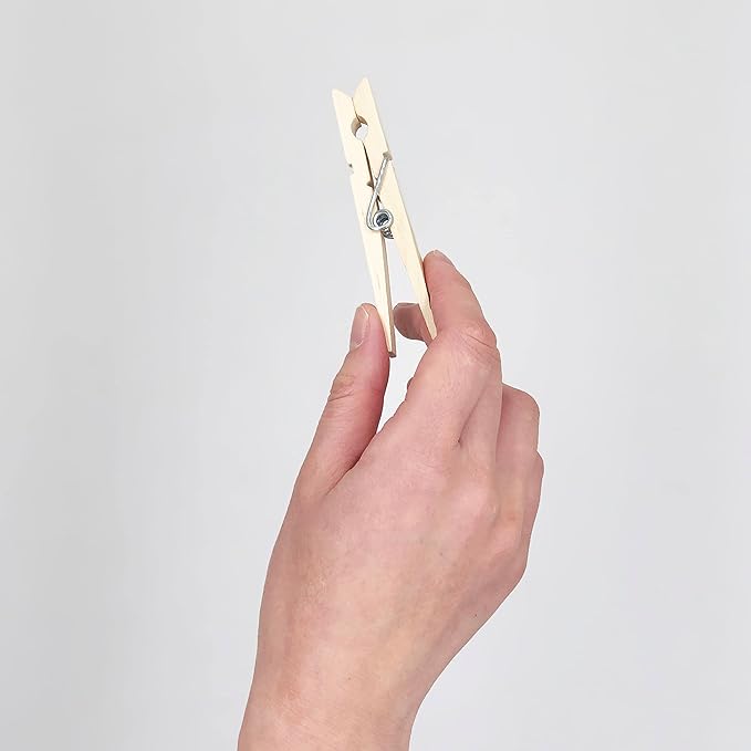 Clorox Wood Clothespins with Spring – Value Pack Set of 50 | Rust Resistant, Heavy-Duty Coil, Non-Slip Grip for Line Drying Laundry, Chip Clips, Crafts, 50 Pack