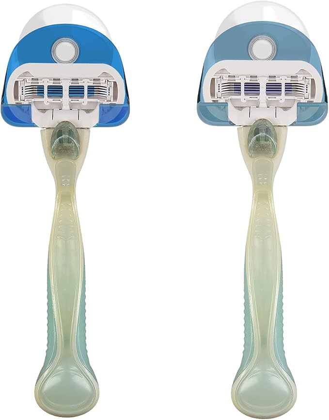 kwmobile 2x Razor Holder with Suction Cup - Self-Adhesive Shaver Wall Mount - Bathroom Organizer for Glass and Tiles - Blue/Light Blue