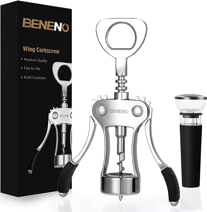 Beneno Wine Opener, Premium Wing Corkscrew Wine Bottle Opener, Dark Green