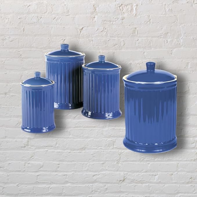 Omniware Simsbury Canister, Set of 4 - Silicone Seal, Ceramic (Turquoise)