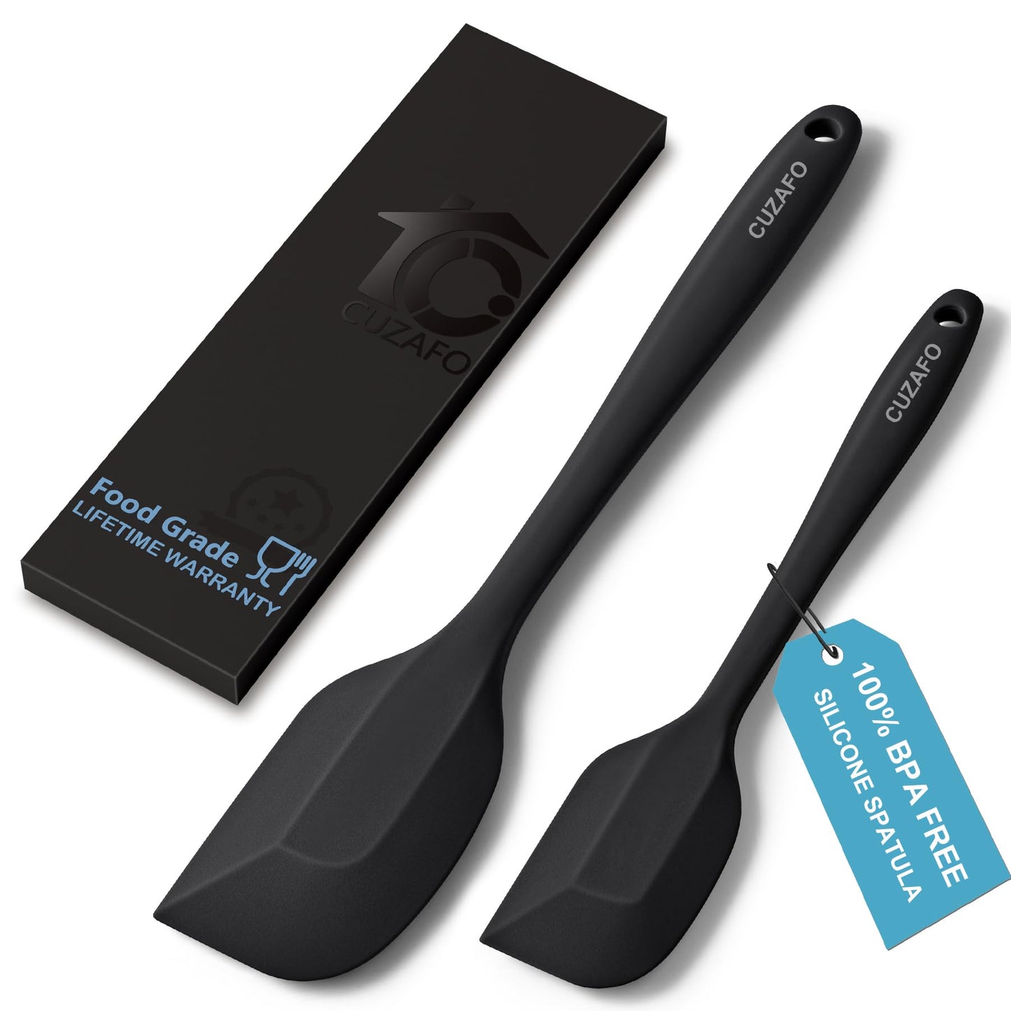 CUZAFO BPA Free Heat Resistant 600℉ Silicone Spatula, Turner Mixing Spatulas set Dishwasher Safe for Nonstick Cookware, Classic Blue