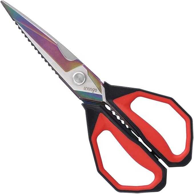 LIVINGO 9.5" Heavy Duty Kitchen Scissors Titanium Coated Poultry Shears