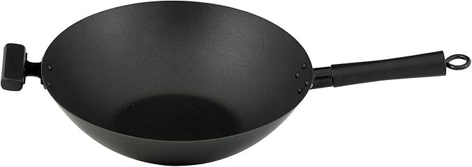 Helen's Asian Kitchen Carbon Steel Mini Wok, 8-Inch, Flat Bottom Chinese Stir Fry Pan With Rubberwood Handle For Single-Serve Stir Fry, Fried Rice, Noodles, And Asian Cooking