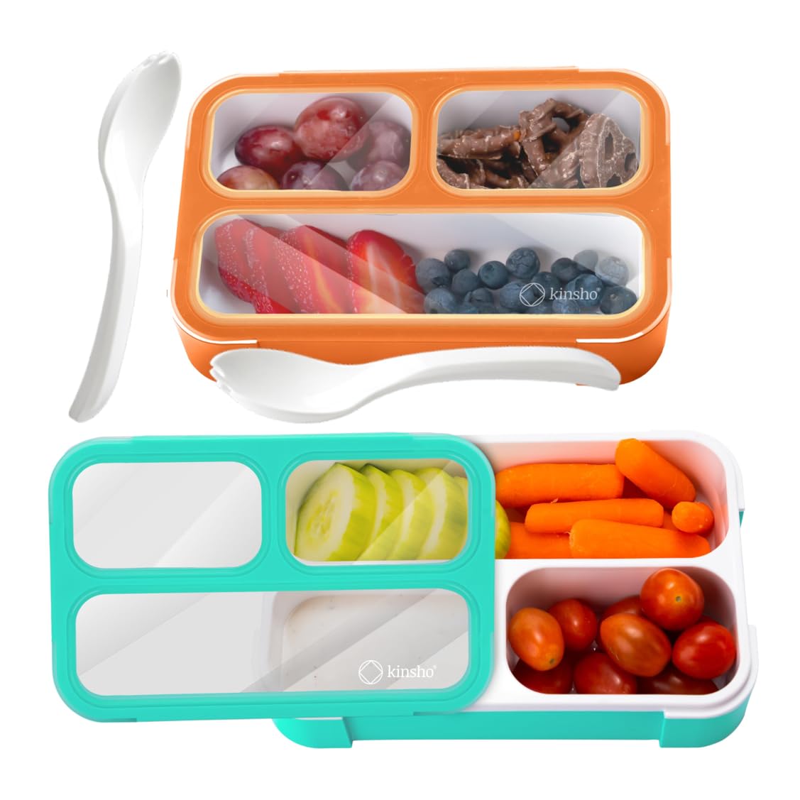 kinsho Small Snack Box Containers for Kids Toddlers, Set of 2 (Navy+Blue)
