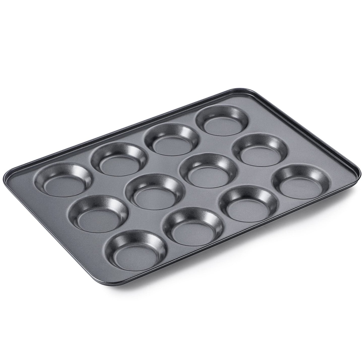 HONGBAKE Muffin Pan for Baking, Nonstick Cupcake Tin 12 Cup, 2 Pack Cup Cake Tray, Premium Cheesecake Pans, Dishwasher Safe - Dark Grey