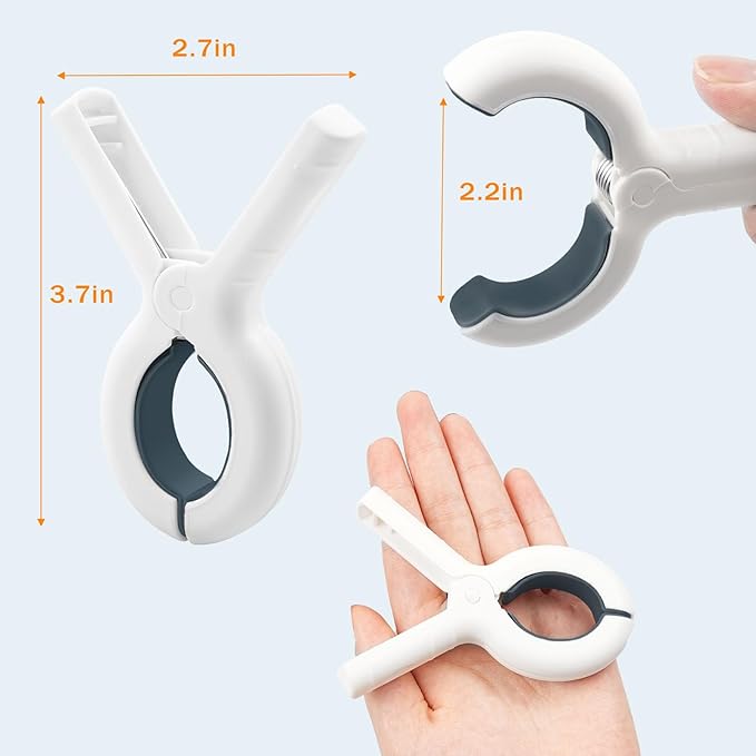8 Pcs Beach Towel Clips for Beach Chairs, Towel Holder for Beach Chair Pool Chair on Cruise, Jumbo Size Heavy Duty Clothes Pins, Beach Chair Clips to Keep Your Towel from Blowing Away (White)