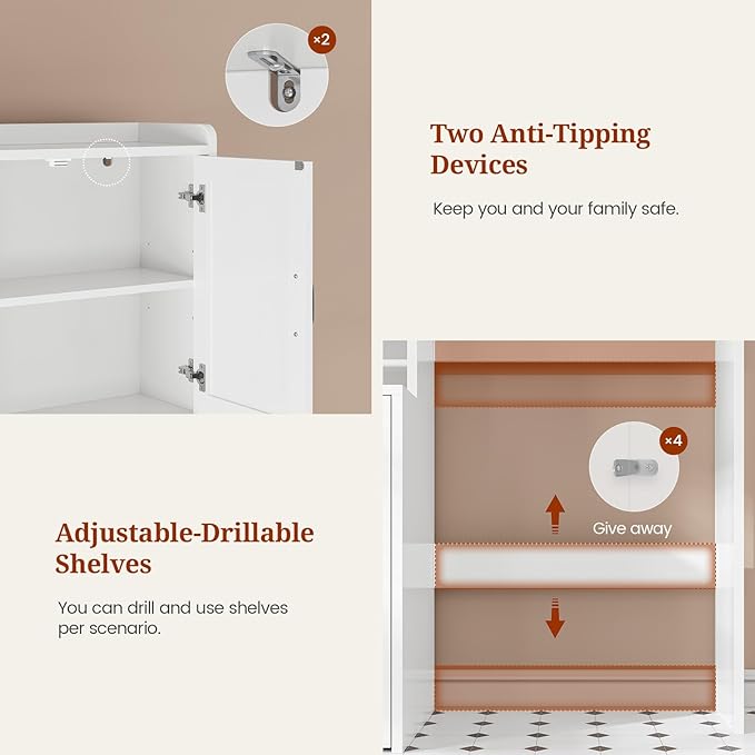 Over The Toilet Storage Cabinet with Pulley Small Bathroom Storage Cabinet, Space Saver W/Adjustable Shelf & Towel Rack for Bathroom, Restroom, Laundry (White-Type B)