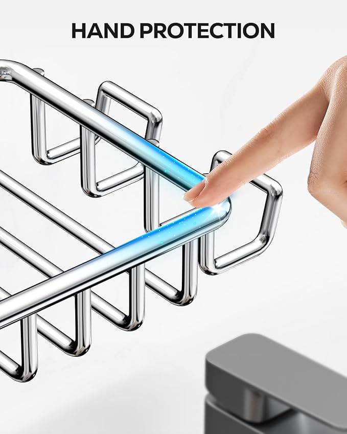 Nieifi Bar Soap Holder for Shower Wall with 4 Hooks, Stainless Steel Adhesive Soap Dish for Bathroom, Silver
