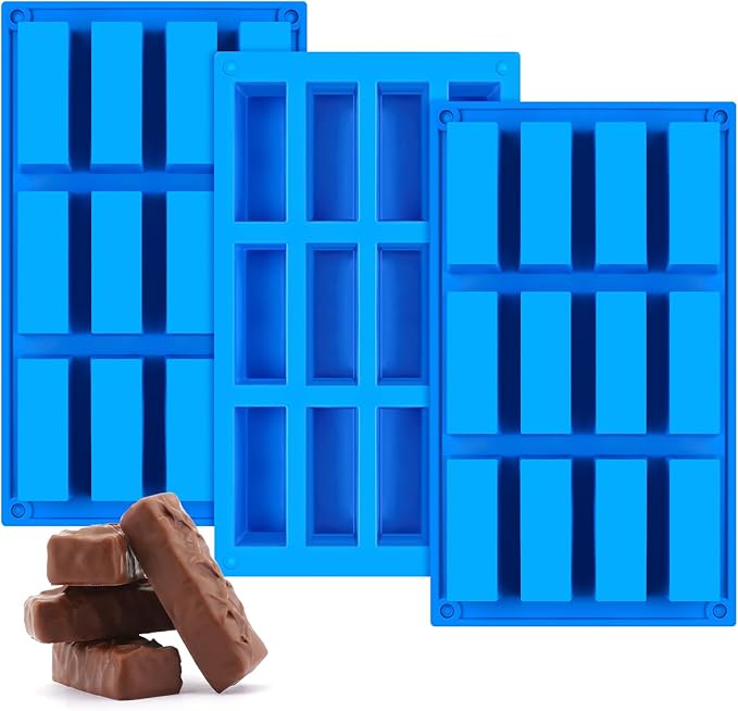 CLUEWR Granola Bar Silicone Mold for Baking, 3 PCS, 8 Cavity