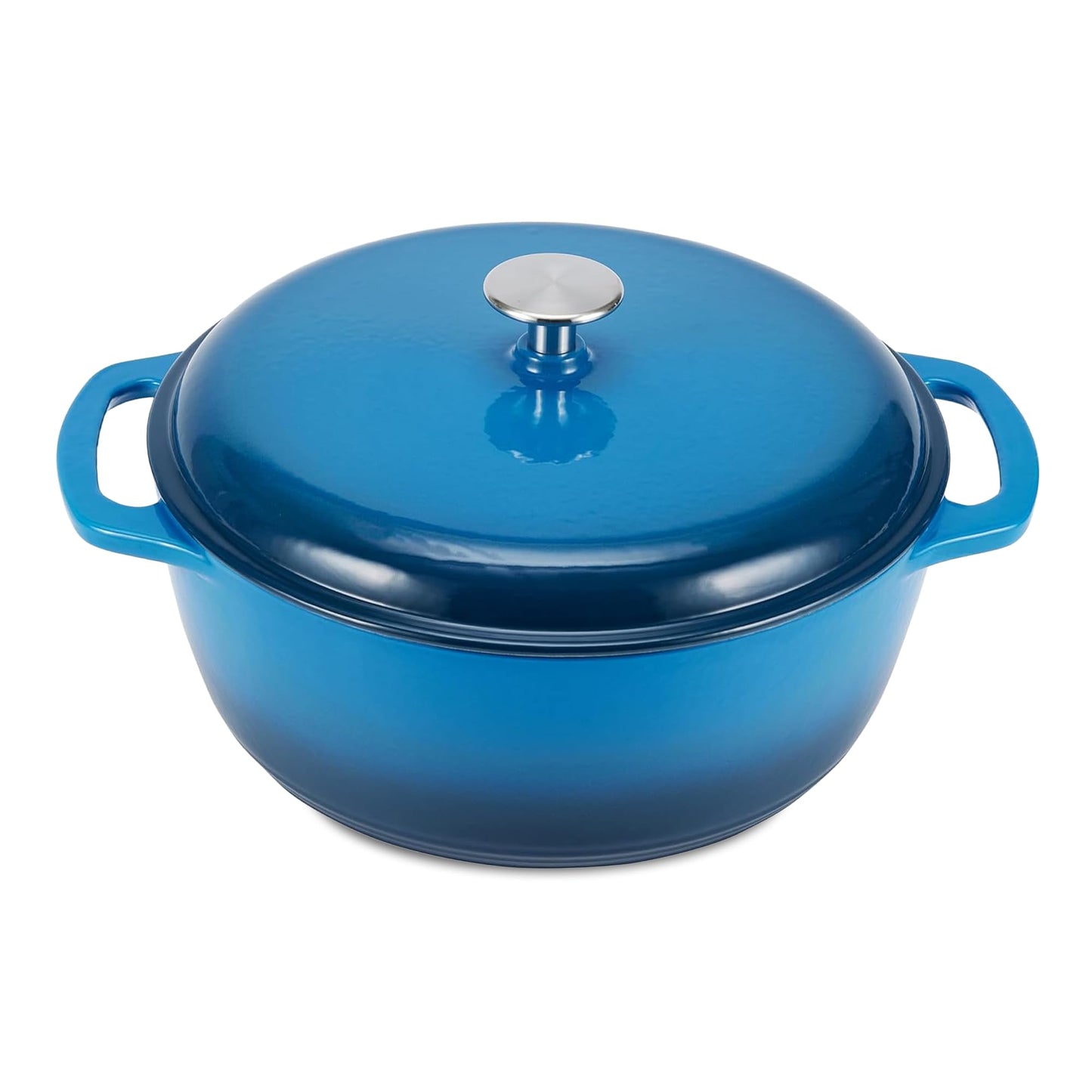 Enameled Cast Iron Dutch Oven Pot with Lid, Round, Dual Handles, Heavy-Duty, Oven Safe for Stews, Roasting, Baking, 6-Quart, Red