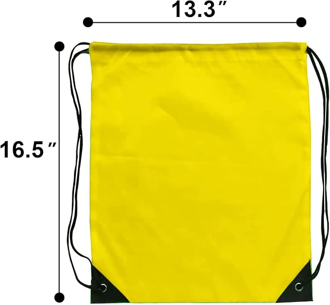 Drawstring Bags Bulk 14 Pcs Drawstring Backpack Bulk Cinch Bag Sackpack for Men Women Gym (Yellow)