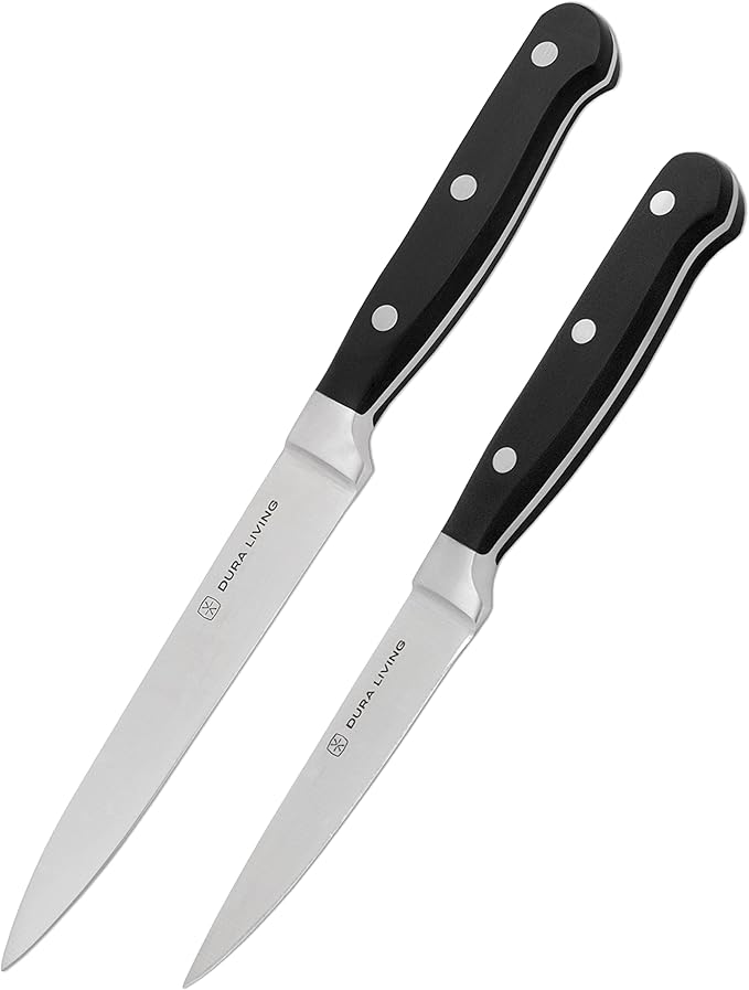 DURA LIVING 7-Inch Santoku Knife - Razor-Sharp High-Carbon Stainless Steel Blade, Forged Ergonomic Riveted Handle, Chef Knife for Chopping, Slicing & Dicing, Multipurpose Kitchen Knife, Home Chef