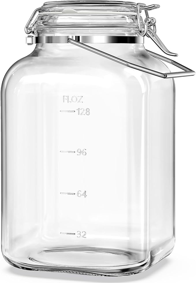 1.5 Gallon/192 OZ Glass Jar with Airtight Lid, Glass Storage Containers