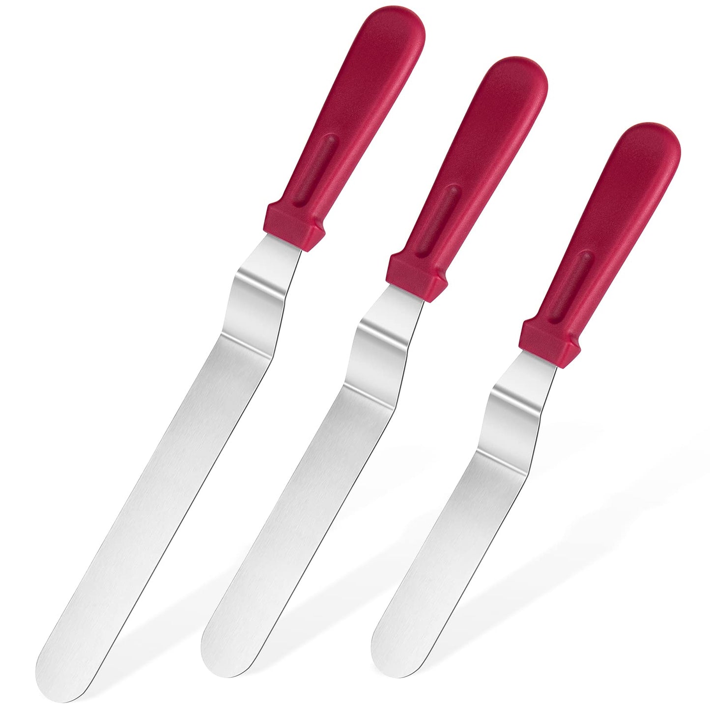 Icing Spatula, U-Taste Offset Spatula Set with 6", 8", 10" Blade,Stainless Steel Angled Cake Decorating Frosting Spatula Set of 3 (Black)