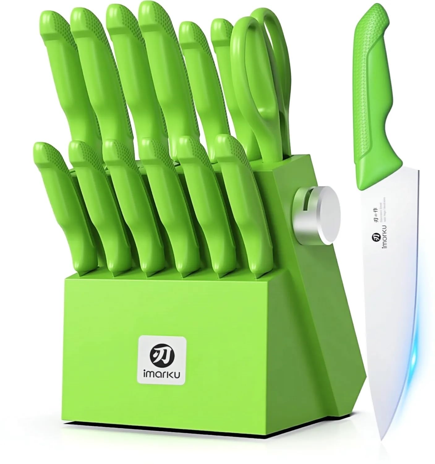 imarku 14-Piece Kitchen Knife Set, High-Carbon Stainless Steel,Pink
