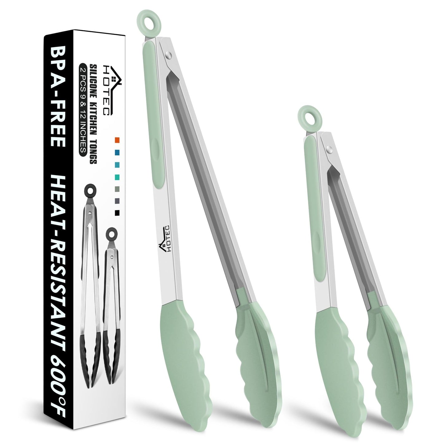HOTEC Premium Stainless Steel Locking Kitchen Tongs with Silicon Tips, Set of 3-7", 9" and 12" (Purple)