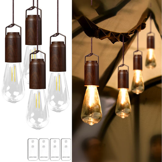 2 Pack Rechargeable Warm Tent Hanging Light Bulb,Portable Outdoor Vintage LED Camping Light,Pendant Hurricane Emergency Lighting Lantern for Hiking Backpacking Fishing Outage Power Failure