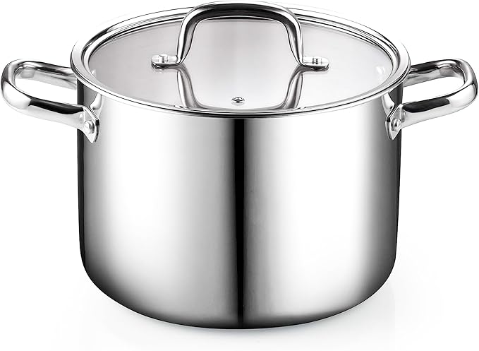 Cook N Home 12 Quart Tri-Ply Clad Stainless Steel Stockpot with Lid