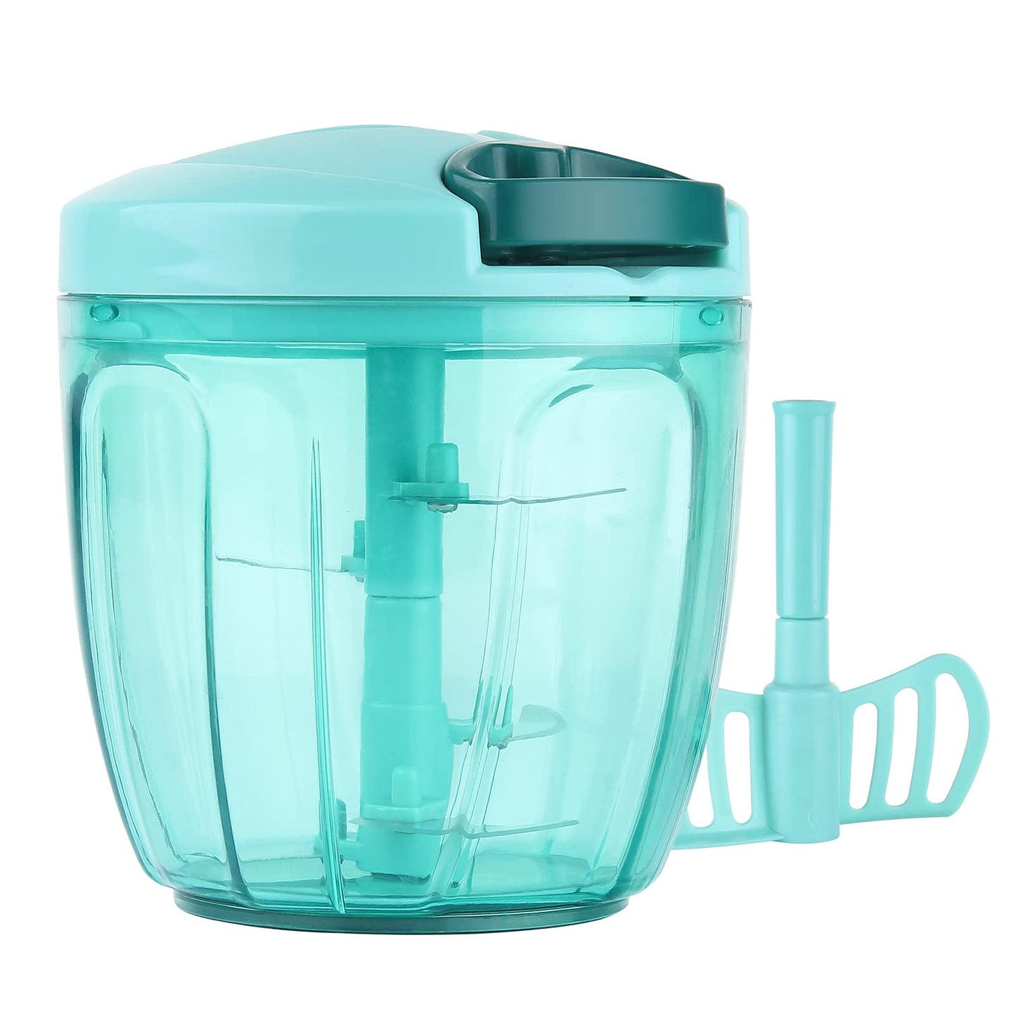 Cambom Manual Food Chopper Vegetable Cutter, Hand String Vegetable Chopper Onions Cutter for Vegetable Fruits Nuts BPA Free Food Safe Material, 900ml Blue