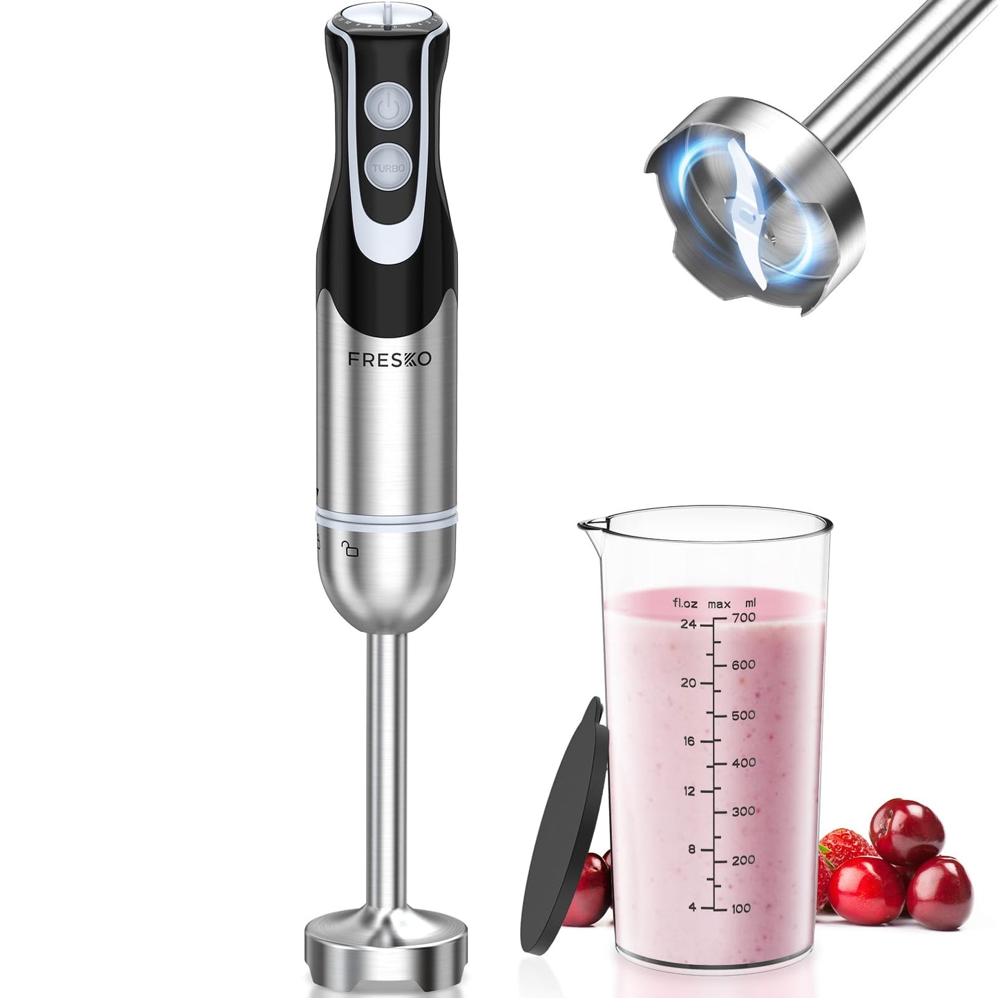 Immersion Blender Handheld, 2-In-1 Hand Blender with 12-Speeds & Turbo Mode