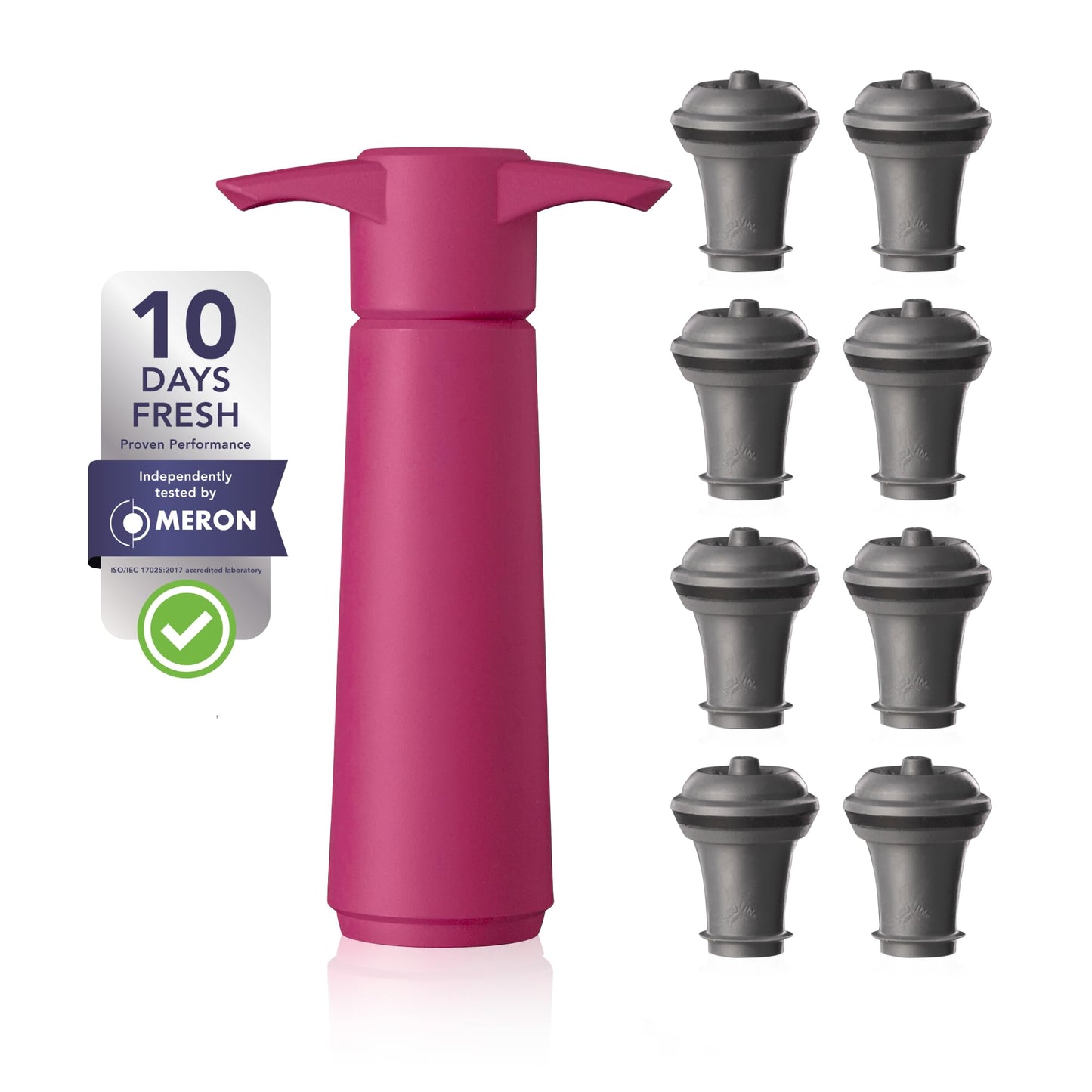 Vacu Vin Original Saver Wine Bottle Stopper – With 8 Vacuum Stoppers – Preserver Wine Stopper with Pump for Red or White Wine – Wine Accessories to Keep Wine Fresh – Airtight Seal Stoppers – Blue