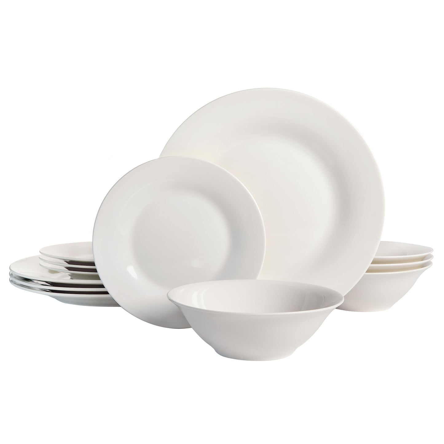 Gibson Home Zen Buffet Hard Square Porcelain Chip and Scratch Resistant Dinnerware Set, White, Service for 8 (24pcs)