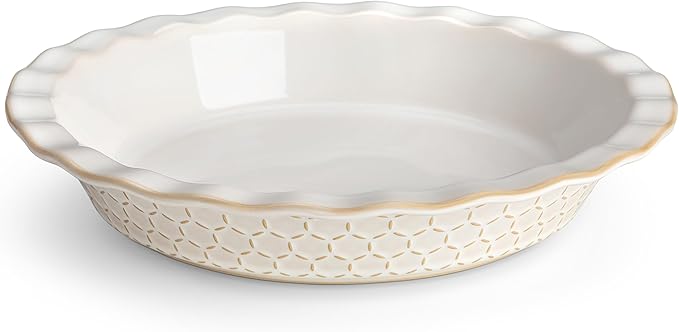 MALACASA 9 Inch Pie Pan Set of 2, 45 OZ Ceramic Quiche Baking Dish
