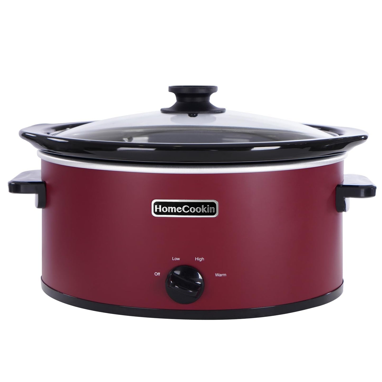 HOMECOOKIN 7 Quart Slow Cooker Oval Manual Pot Food Warmer with 3 Cooking Settings, Black Stainless Steel