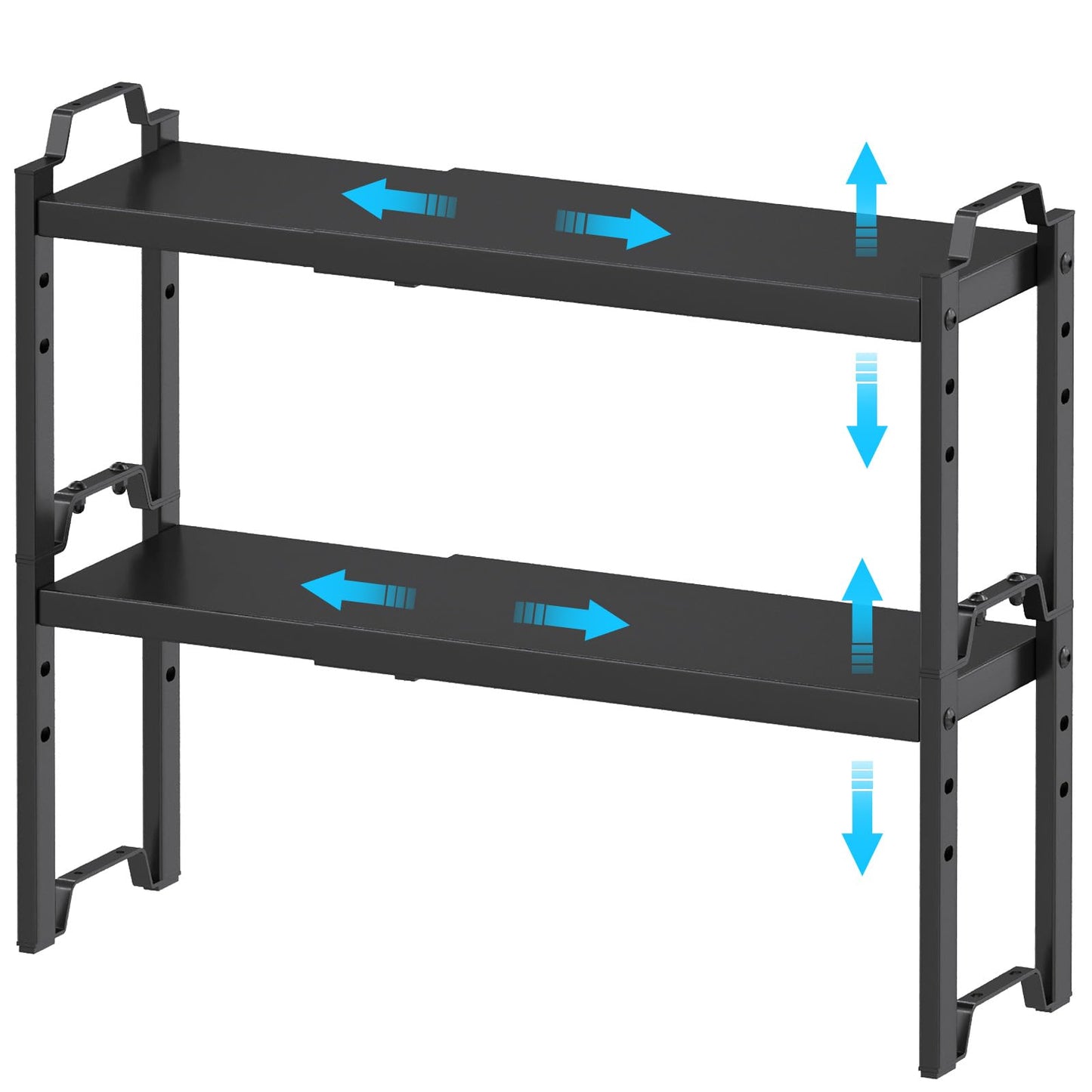 4 Pack Kitchen Cabinet Shelves Organizers, Kitchen Counter Storage Shelf Spice Rack, Expandable Length, Adjustable Height, Stackable, Sturdy 30LBS Bearing, Small Cupboard Tabletop Organizer Shelf Rack