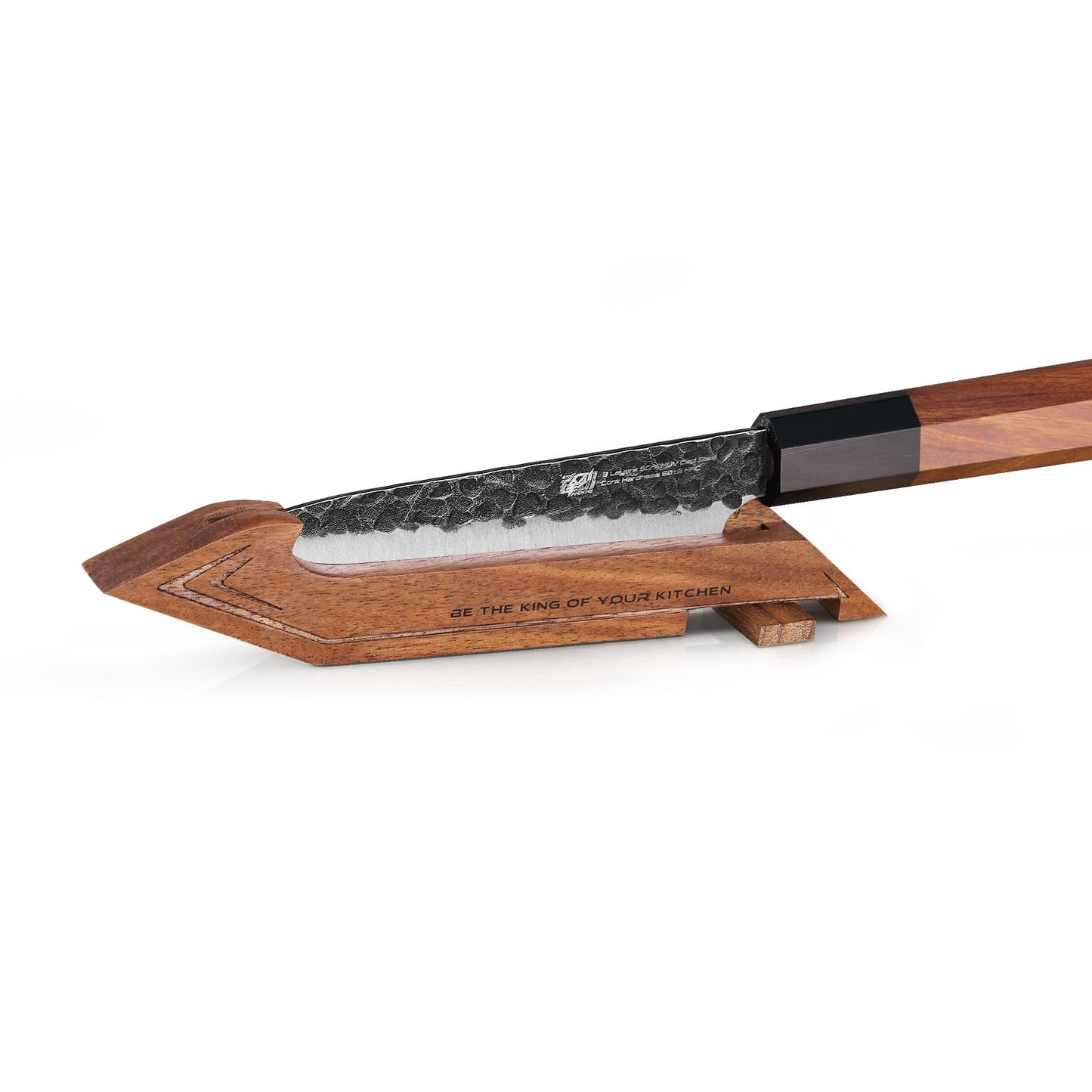 FINDKING Magnetic Edge Guard with Stand, Walnut Wood Blade Cover & Mini Knife Block for Counter Storage, Portable Protector for 5" Paring Knife
