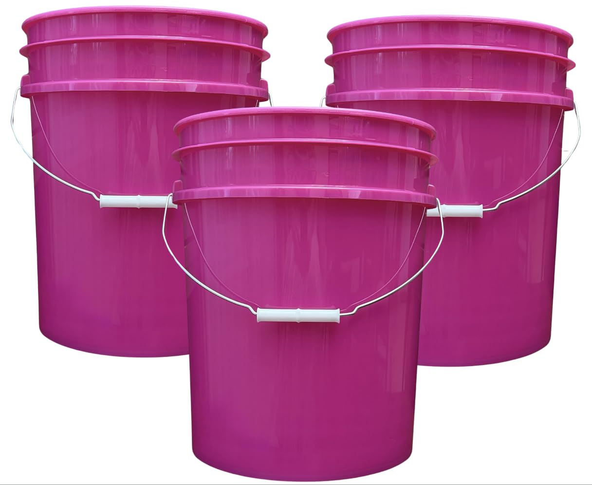 House Naturals 5 Gallon Premium HPDE Plastic Bucket - Made in USA Food Grade Container, BPA Free All Purpose Pail (5, Red)