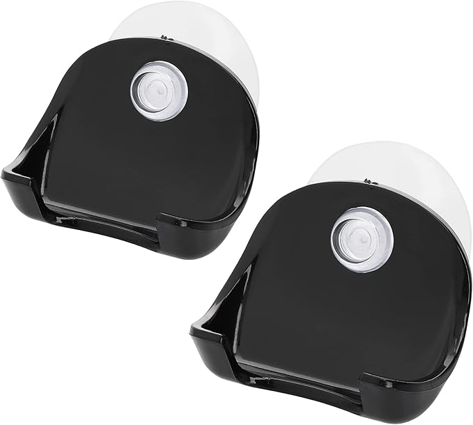 kwmobile 2x Razor Holder with Suction Cup - Self-Adhesive Shaver Wall Mount - Bathroom Organizer for Glass and Tiles - Black