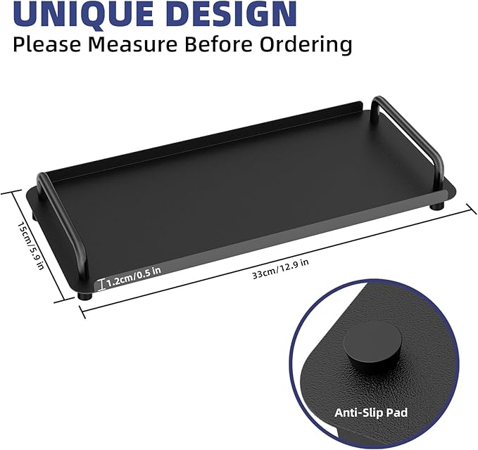 Toilet Paper Basket, Tank Tray with Handle, Bathroom Counter Storage Tray for Kitchen (Black)
