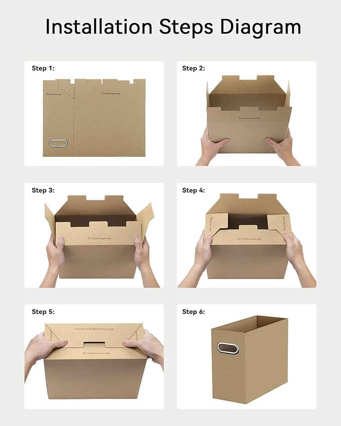 Oterri Cardboard File Organizer Box for Hanging File Folders Letter Size,File Box for Computer Desk,File Cabinet,Working Home,Office,Classroom (Brown, Letter Size - 4 Packs)