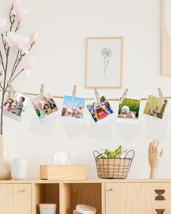 100 Pack Wooden Clothespins 2.9 Inch, Heavy-Duty Wood Rust-Resistant Clothes Pins, Solid Birch Clips for Laundry, Photo Wall Displays, Craft Projects & Classroom Decoration