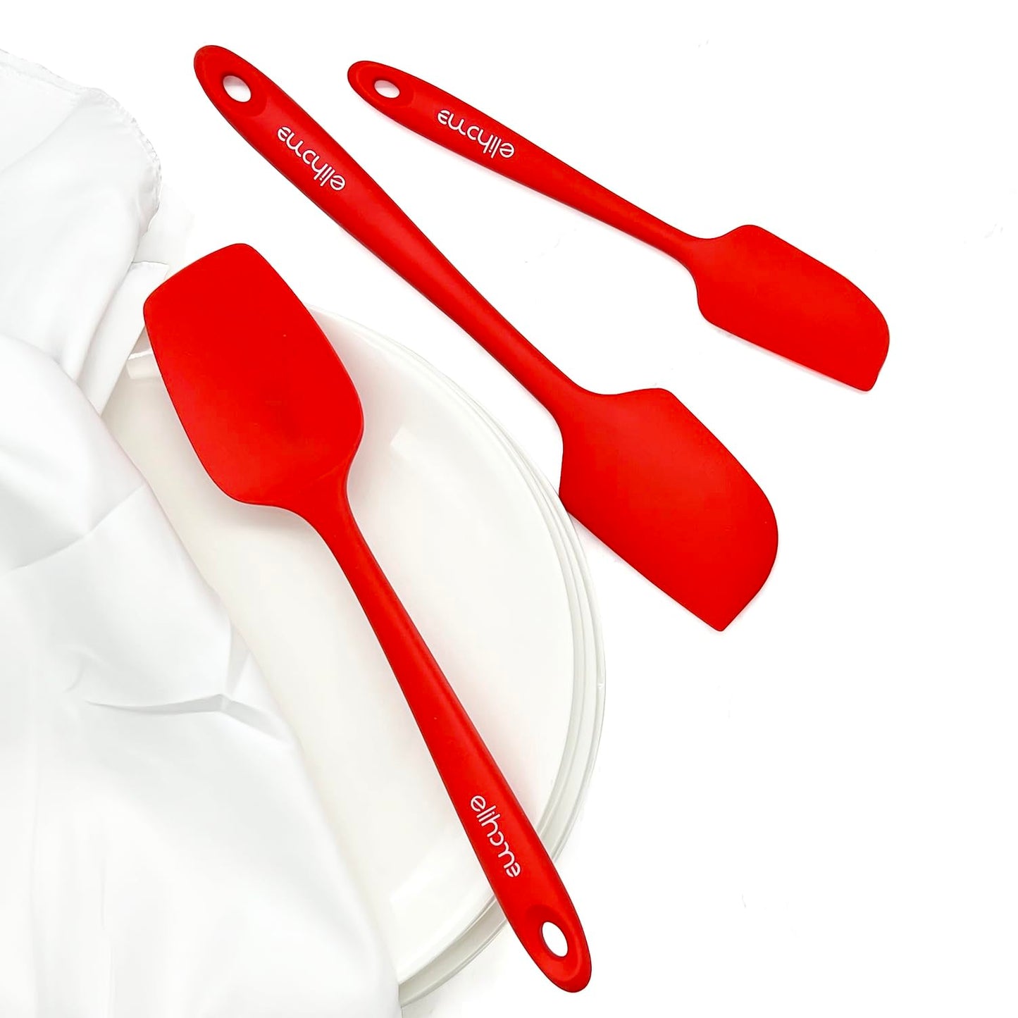 Elihome Chef Series 3 Piece Silicone Spatula Set - 600°F Heat Resistant Non Stick Rubber Kitchen Scraper Spatulas for Cooking, Baking, and Mixing – BPA Free and LFGB Certified Silicone (Grey)