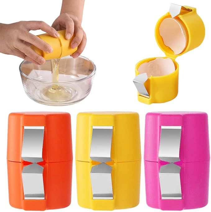 2025 Premium Egg Shell Opener, Egg Shell Cutter Eggs Shell Separator for Raw Eggs, Multifunctional Egg Cutter Egg Cracker Separator for Home Kitchen Gadgets (Yellow)