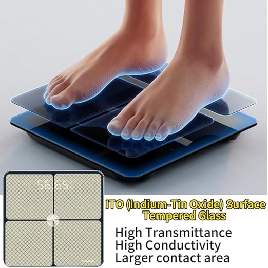 Smart Scale for Body Weight, Bathroom Scales Accurate to 0.1lb/0.05kg can be calibrated, Bluetooth Body Fat Scale BMI, 25 Metrics Body Composition Monitor Health Analyzer with App, ITO Glass, 400 lbs