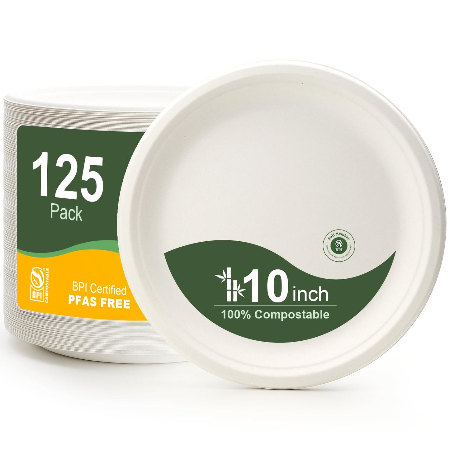 WELLIFE Paper Plates 9 Inch 125-Pack Heavy Duty Paper Plates Bulk