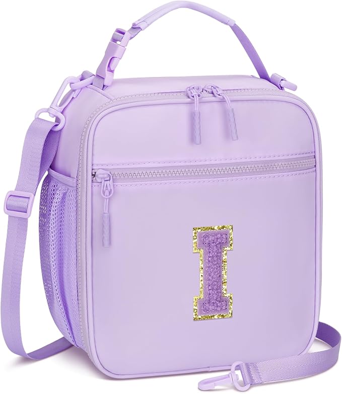 CLOUDWINGS Lunch Box Kids Large Initial Insulated Lunch Bag for Girls