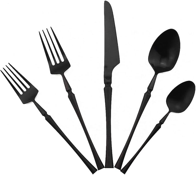 Gugrida Unique & Beautiful Flatware Set - 5 Piece Iridescent Silverware Sets | 18/10 Stainless Steel Reusable Cutlery Set | Utensils Service For 1 with Dessert Fork, Knife, Spoon, Dinner Fork