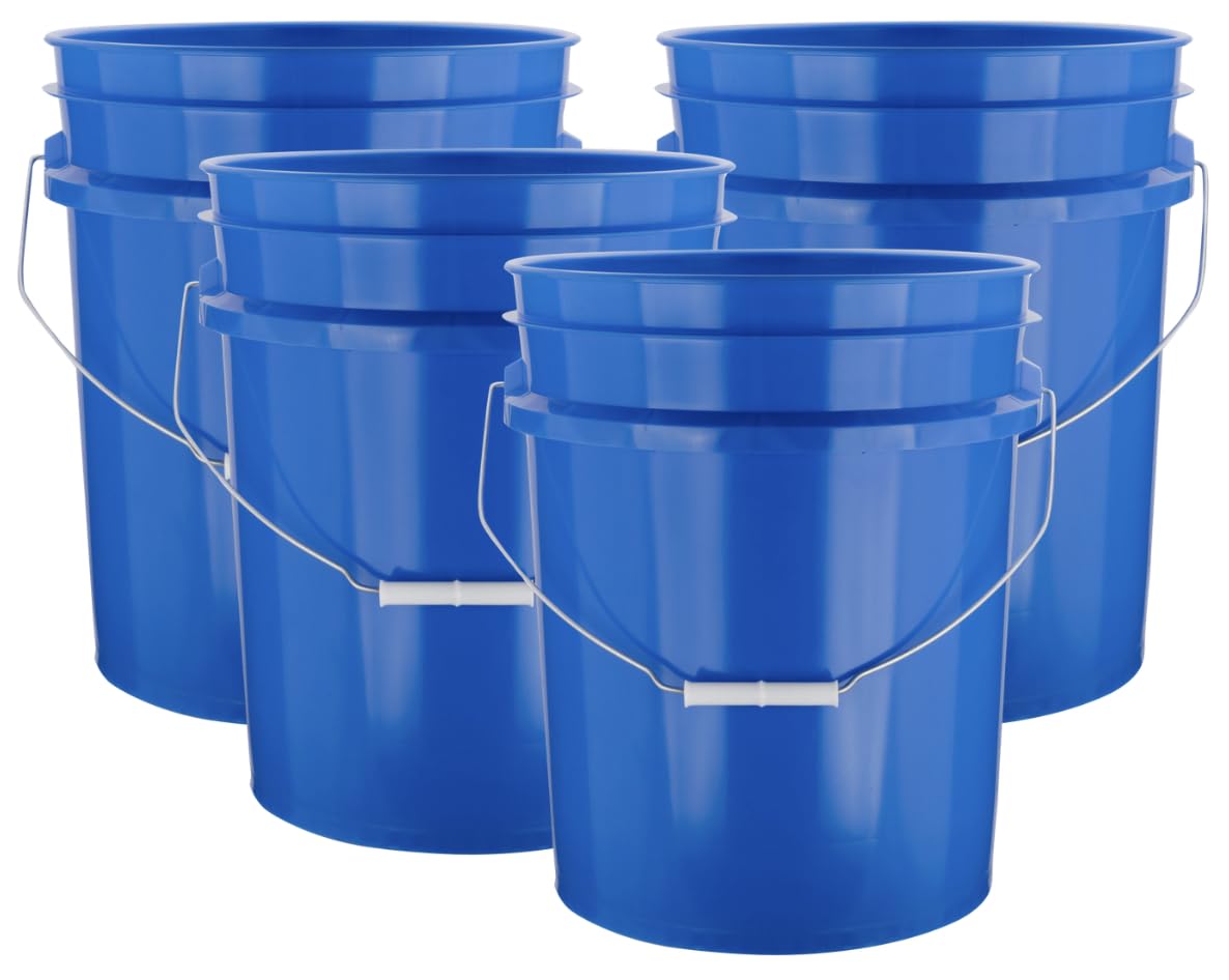 House Naturals 5 Gallon Premium HPDE Plastic Bucket - Made in USA Food Grade Container, BPA Free All Purpose Pail (5, Red)