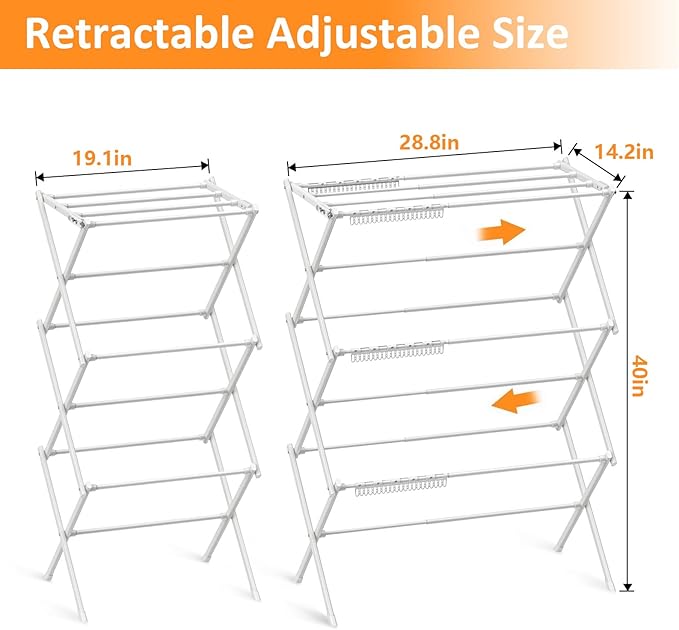 Clothes Drying Rack Household Indoor, Foldable Drying Rack Clothing for Laundry - 40" x 28.8" x 14.2", Space Saving Indoor&Outdoor, Pure White-1pack