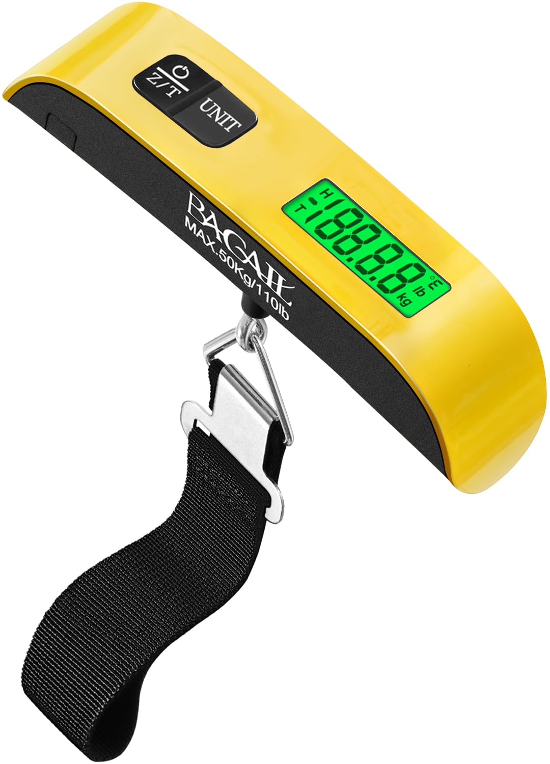 BAGAIL Digital Luggage Scale, 110lbs Hanging Baggage Scale with Backlit LCD Display,Portable Suitcase Weighing Scale,Travel Luggage Weight Scale with Hook,Strong Straps for Travelers(Black)