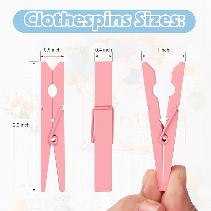 Colored Clothes pins 12 Color, Colorful ClothesPins Wooden Clips for Photos Pictures Decorative Crafts, Decoration clothespins Clothing Hanging clothespins 2.9inch 100PCS (Rainbow Colors)