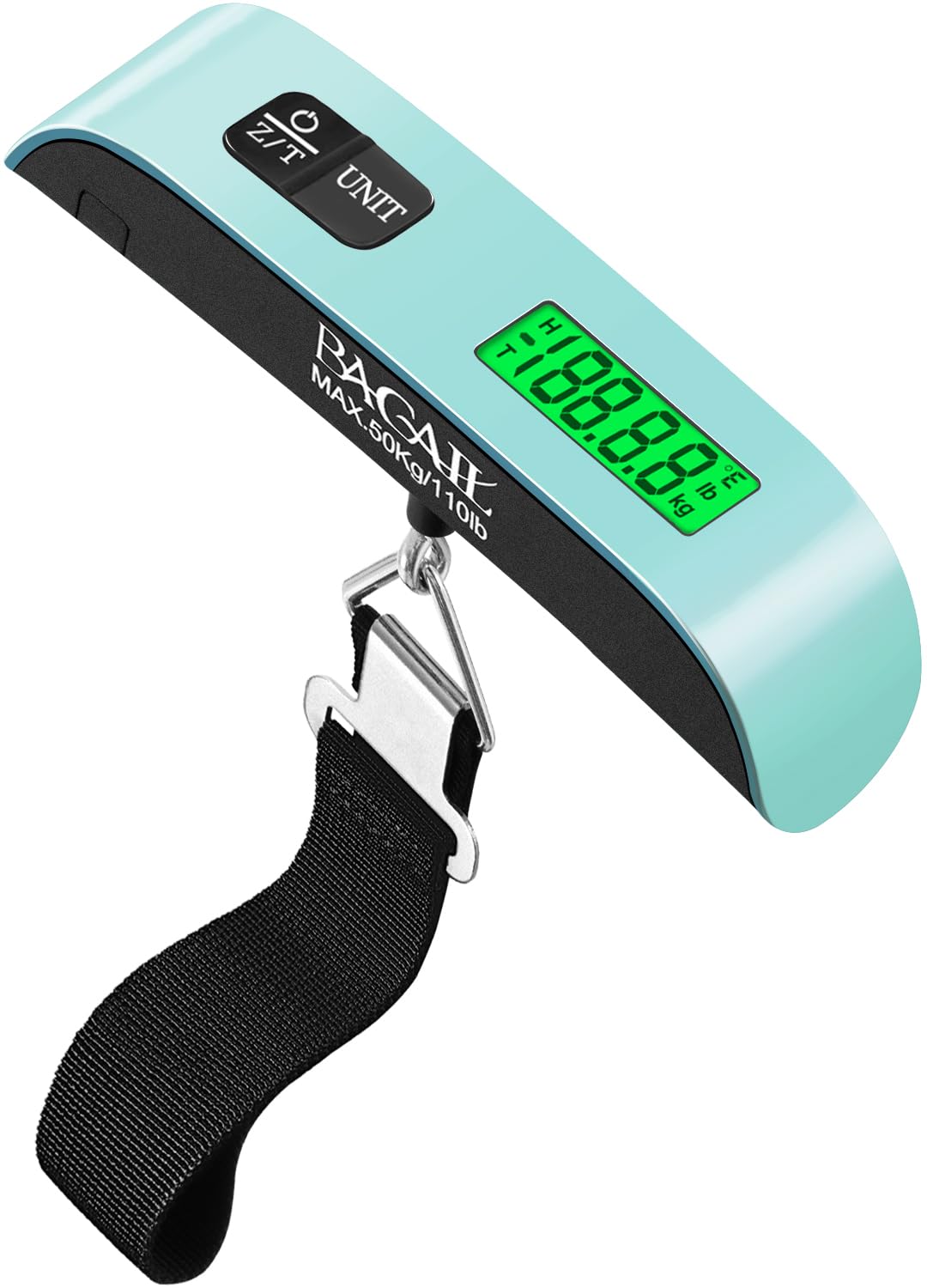 BAGAIL Digital Luggage Scale, 110lbs Hanging Baggage Scale with Backlit LCD Display,Portable Suitcase Weighing Scale,Travel Luggage Weight Scale with Hook,Strong Straps for Travelers(Black)