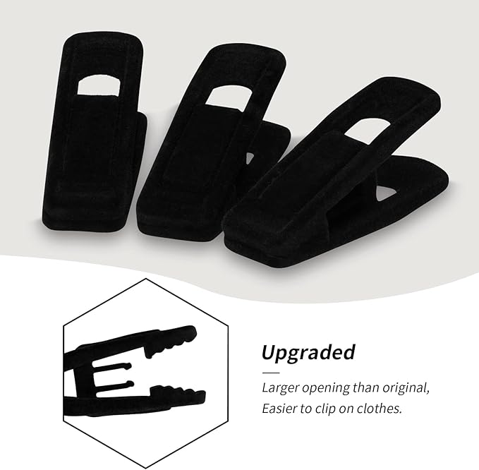 Tinfol 80pc Velvet Hanger Clips, Black Pants Velvet Clips, Large Opening Clothes Pin Hanger Clip, Strong Finger Flocked Clip Perfect for Slim-line Clothes Velvet Hangers