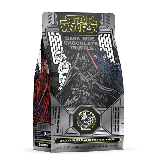 Bones Coffee Company Star Wars Twin Sun Tiramisu Flavored Coffee, Medium Roast Low Acid Arabica Beans Compatible with Auto drip and French Press Coffee Maker, 12 Oz Whole Bean